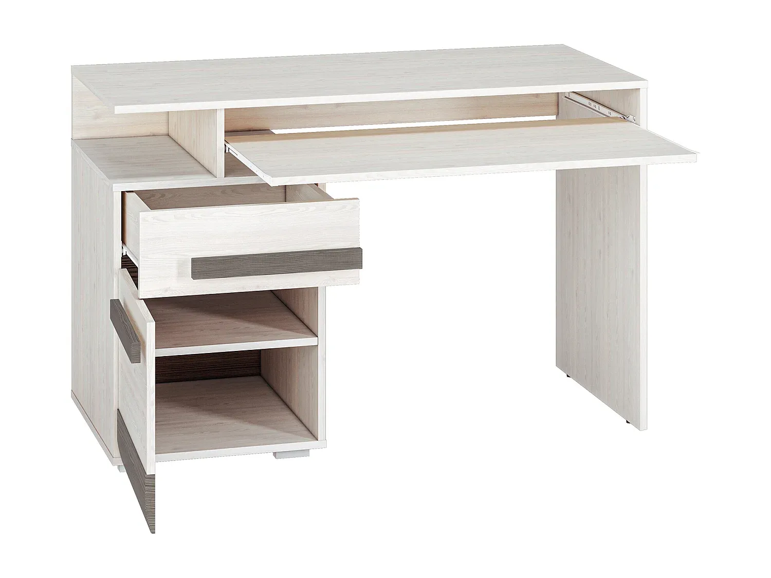 Moderner Schreibtisch in Weiß und Grau, 119x55x78 cm