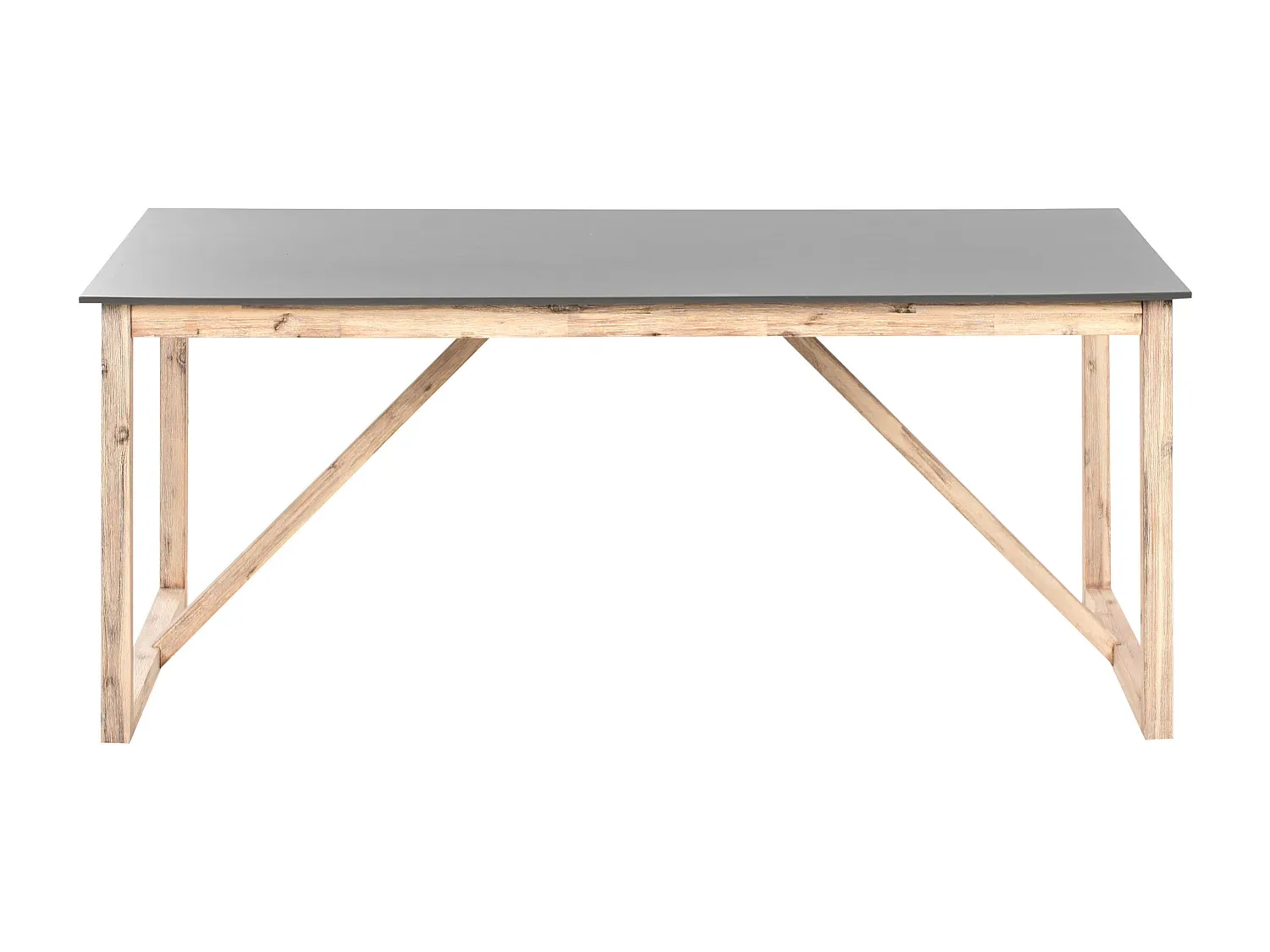 Rechteckiger Gartentisch aus Beton mit Holzbeinen in Grau 180x90cm