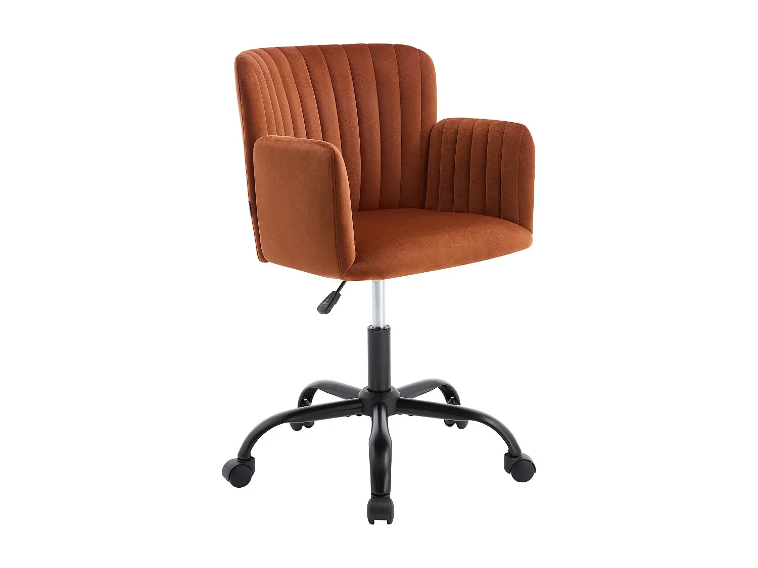 Bequemer Samt-Bürostuhl in Terracotta, höhenverstellbar