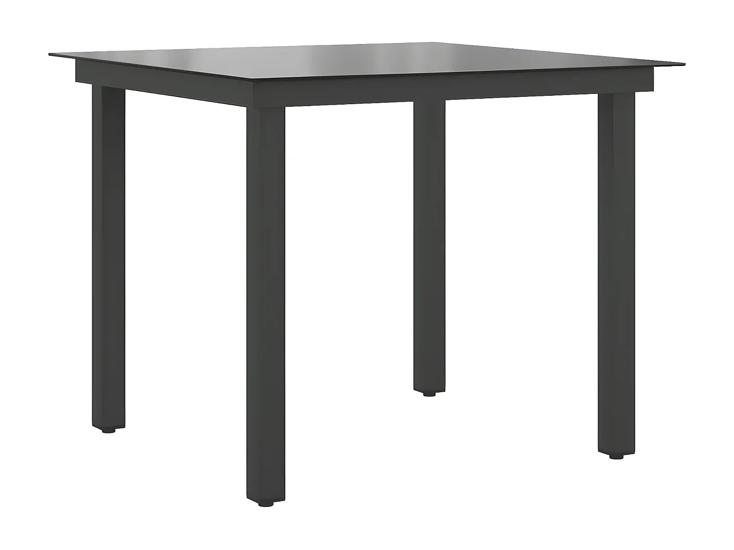 Moderner Gartentisch aus Aluminium und Glas, Schwarz, 80x80x74 cm