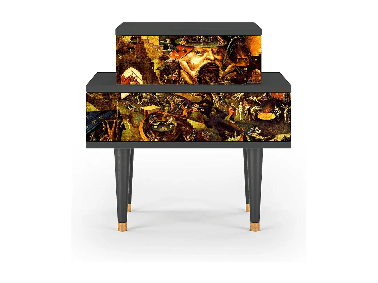Moderner Nachttisch in Anthrazit - 58x58x41 cm