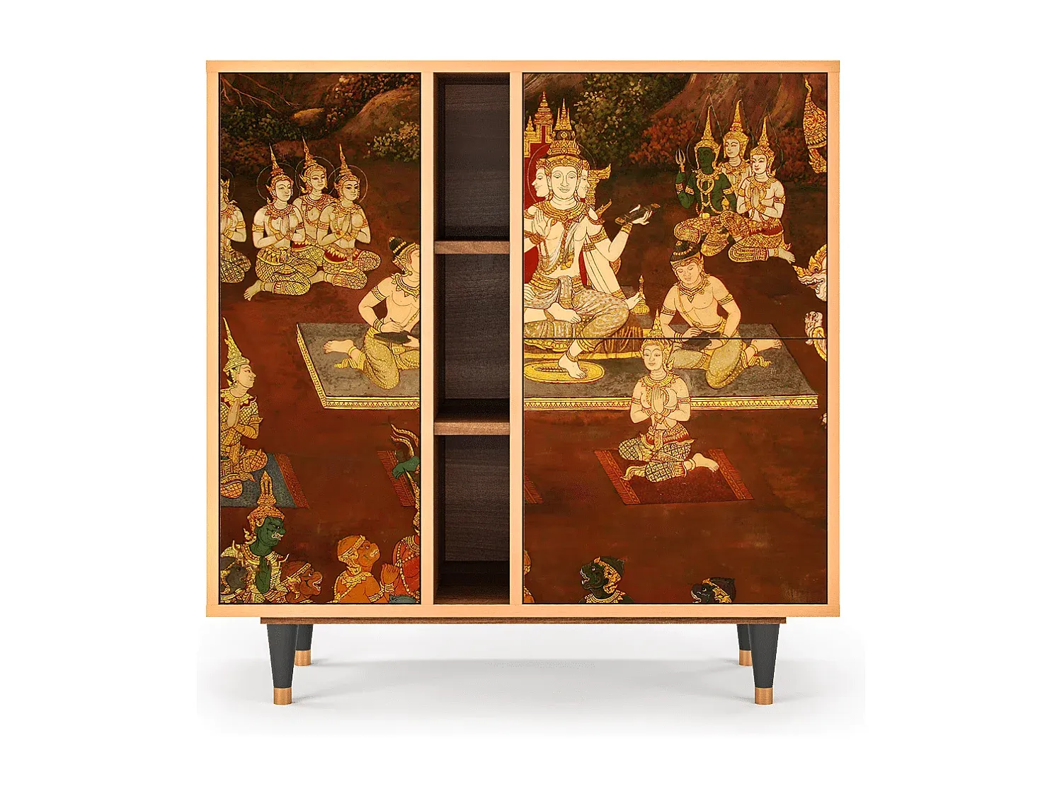 Moderner Sideboard in Walnussoptik - 95 cm
