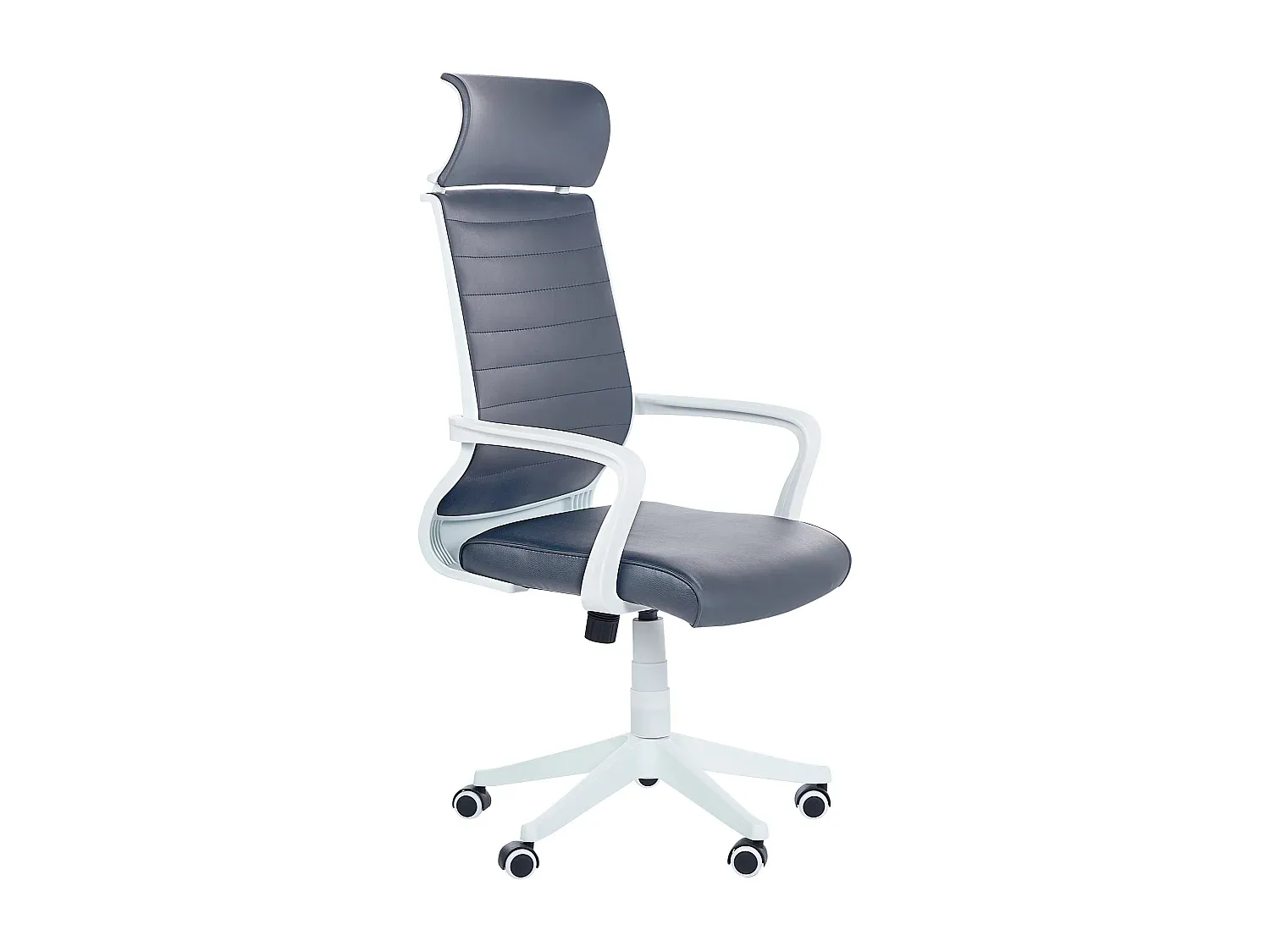 Ergonomischer grauer Kunstleder-Bürostuhl, höhenverstellbar