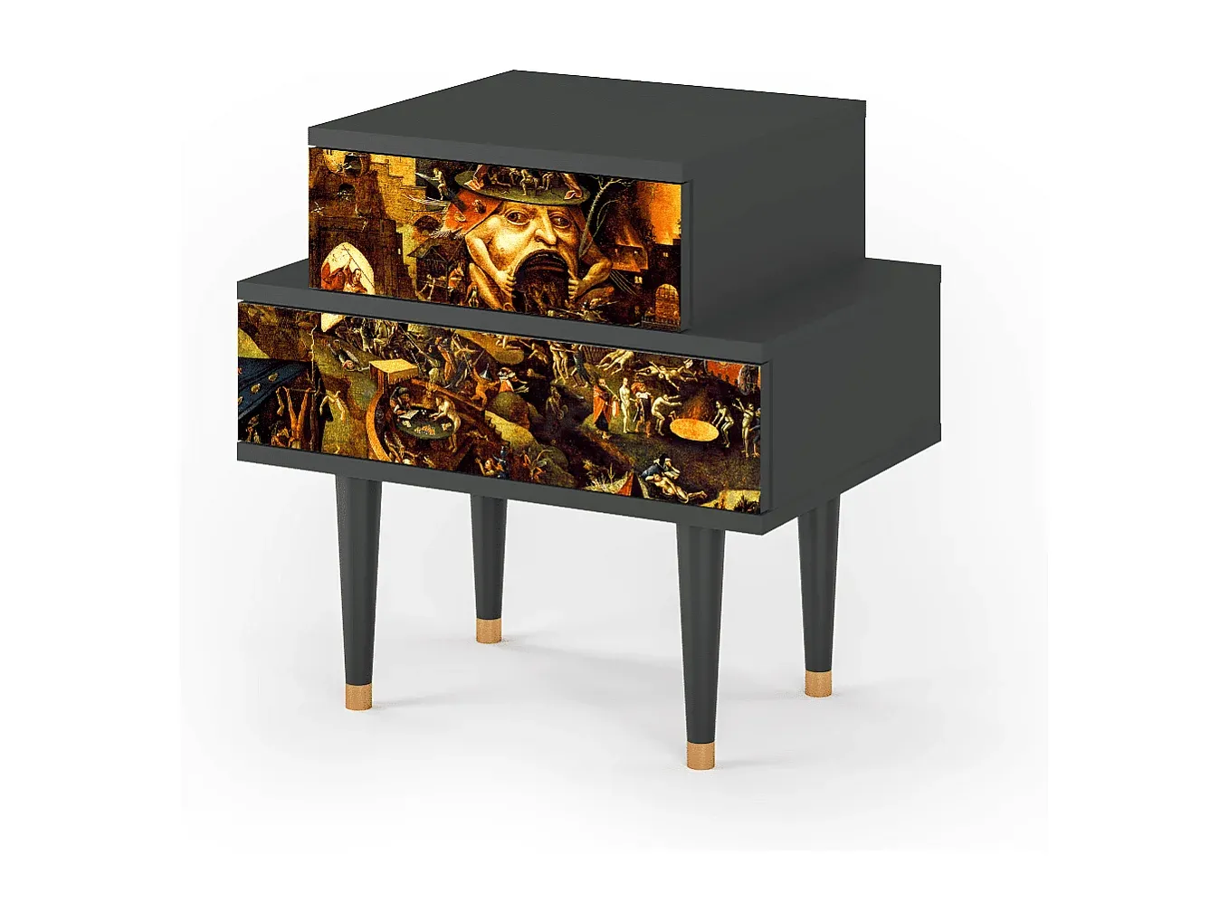 Moderner Nachttisch in Anthrazit - 58x58x41 cm