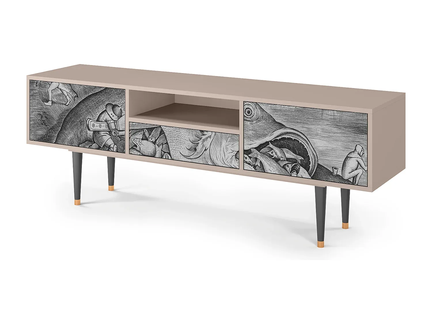 Moderner TV-Schrank mit Stauraum, Holzoptik, 170 cm
