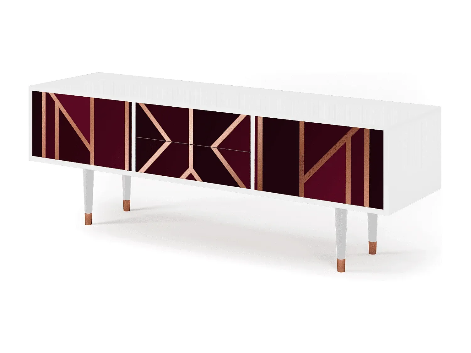 Eleganter TV-Schrank mit Stauraum, Weiß und Burgunder