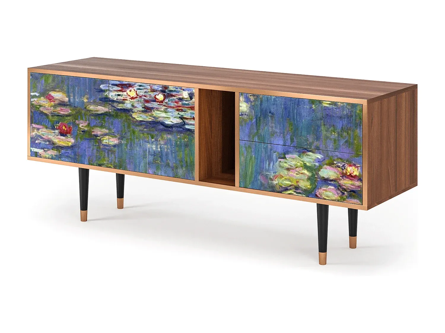 Fernsehmöbel - Großes Sideboard mit Seerosenmotiv