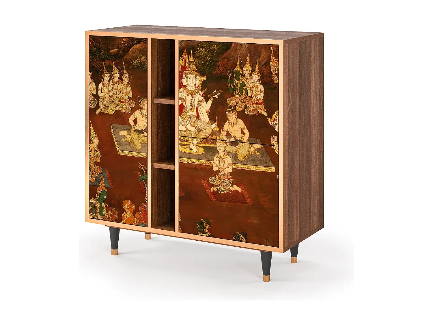 Moderner Sideboard in Walnussoptik - 95 cm
