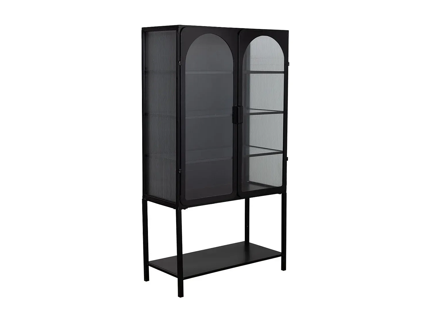 Schwarze Metallvitrine mit Glastüren 88x44x160