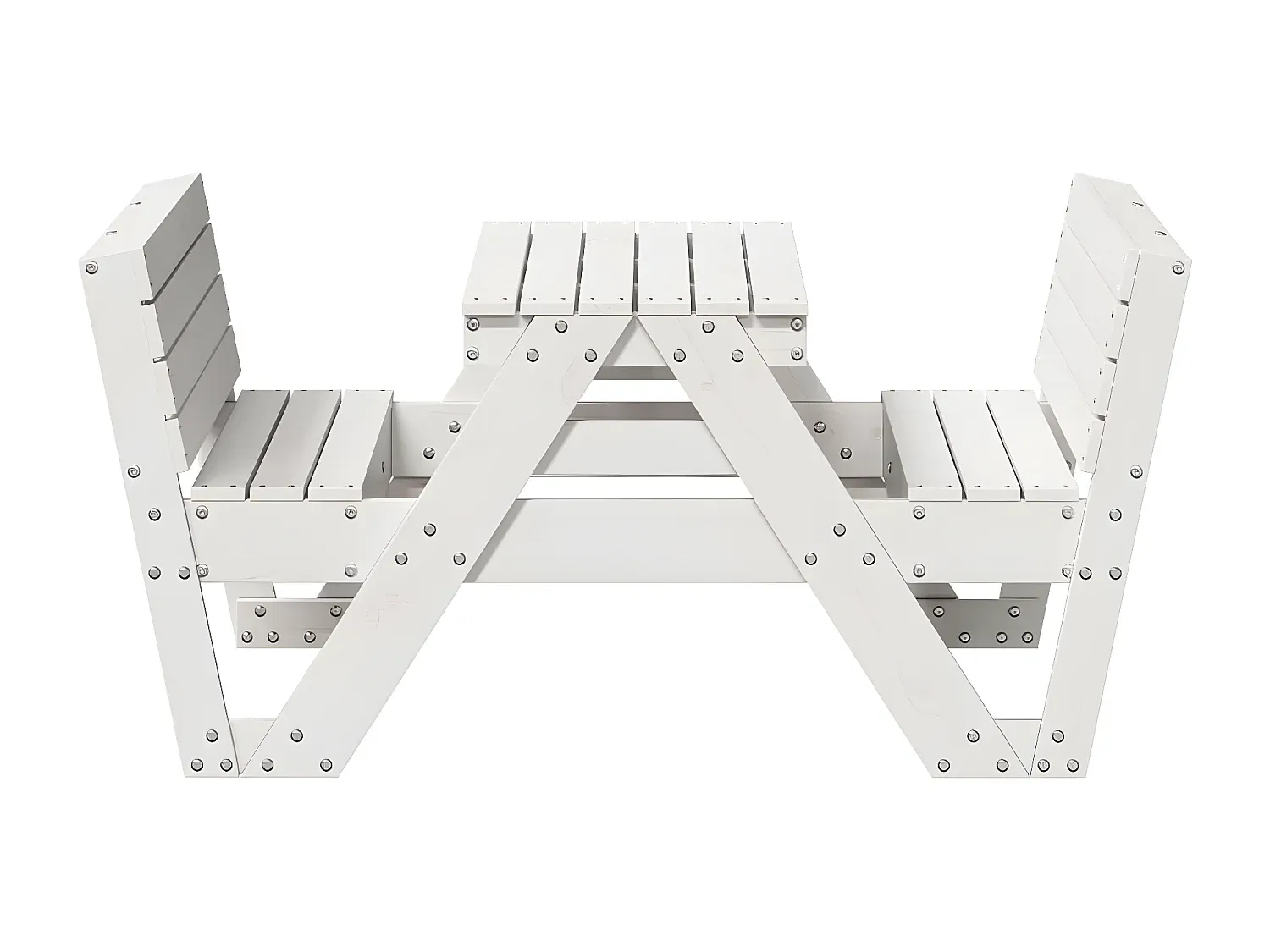 Kindertisch aus Massivholz - Weiß 88x122x58 cm