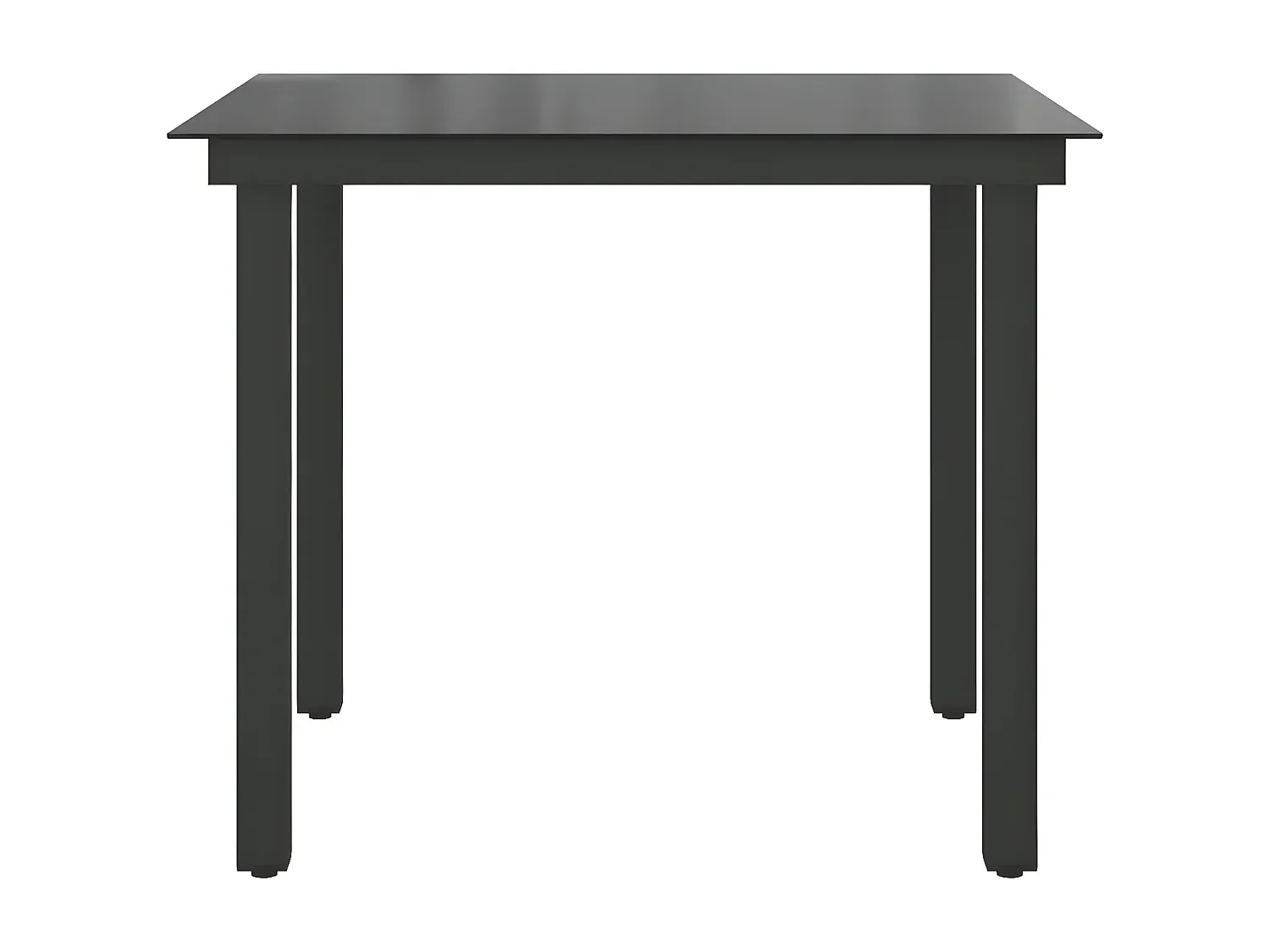 Moderner Gartentisch aus Aluminium und Glas, Schwarz, 80x80x74 cm