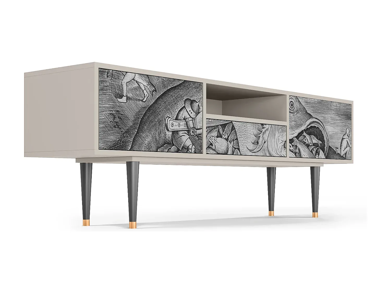 Moderner TV-Schrank mit Stauraum, Holzoptik, 170 cm