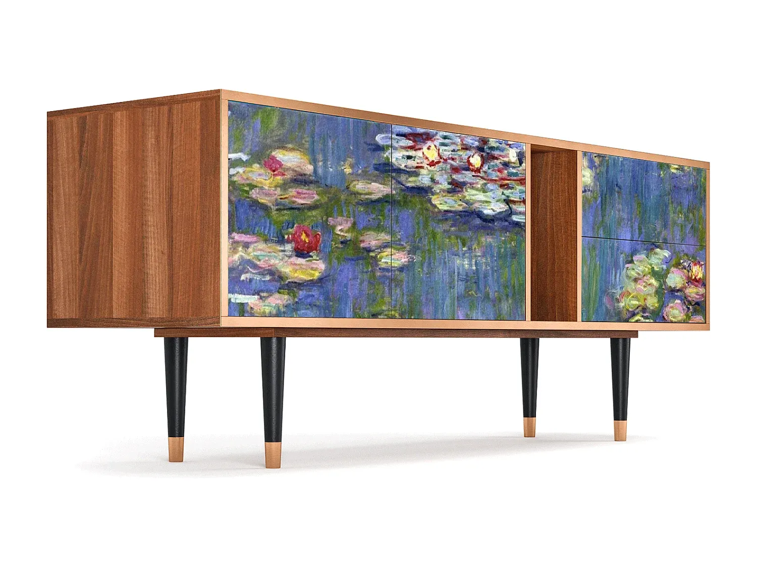 Fernsehmöbel - Großes Sideboard mit Seerosenmotiv