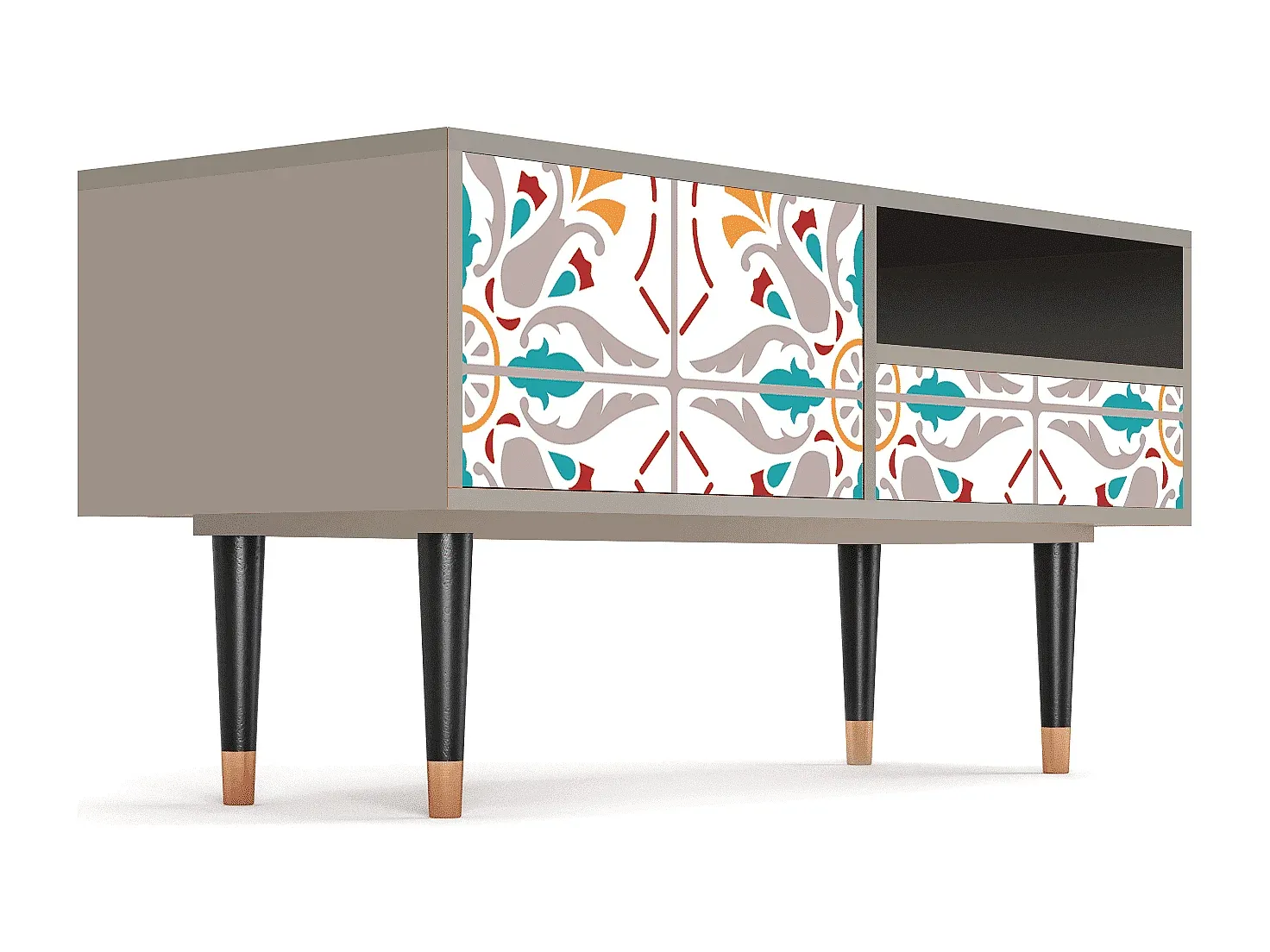 Moderne TV-Möbel mit Stauraum, 115x59x48 cm, Sandfarbe