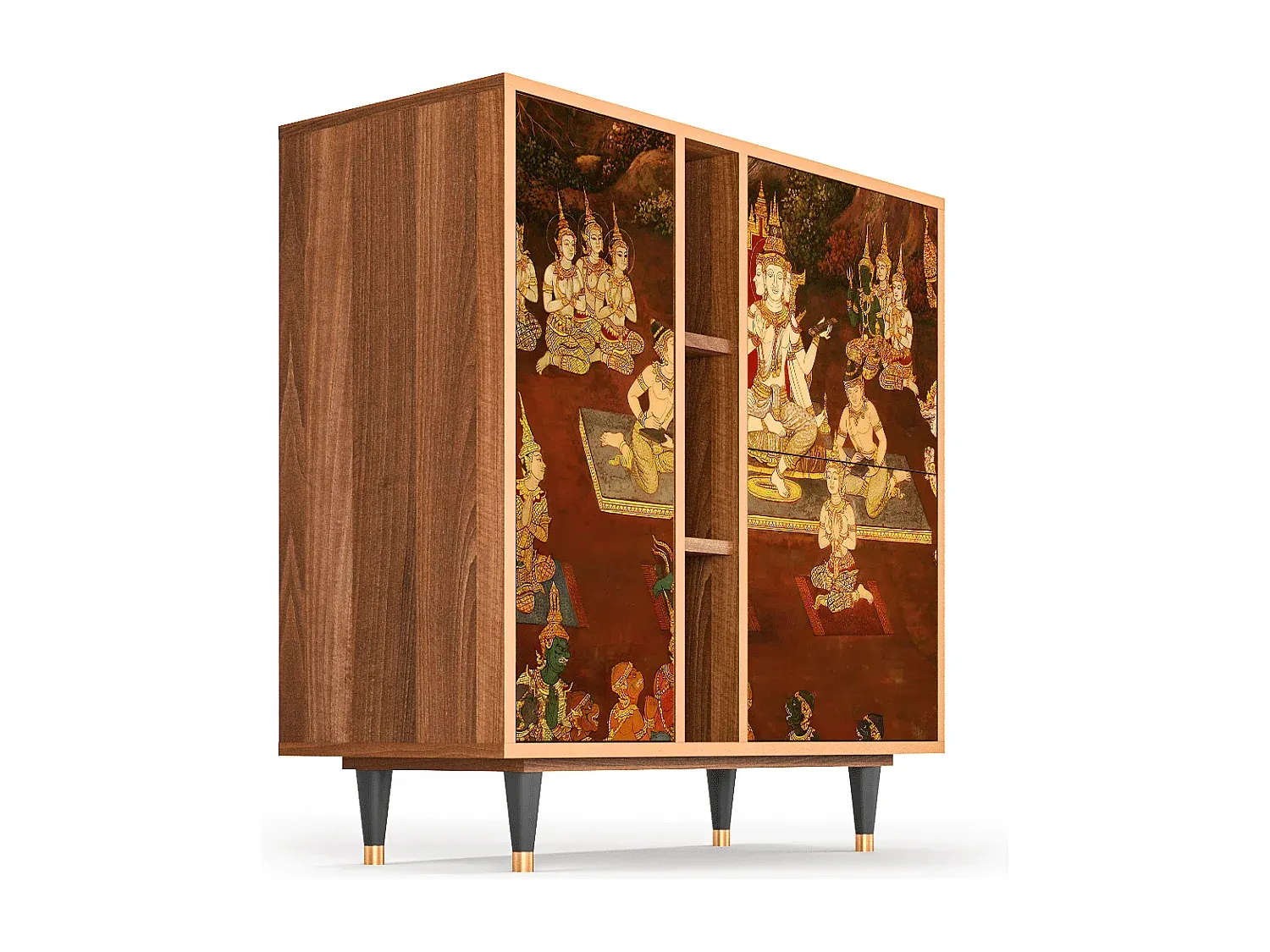 Moderner Sideboard in Walnussoptik - 95 cm