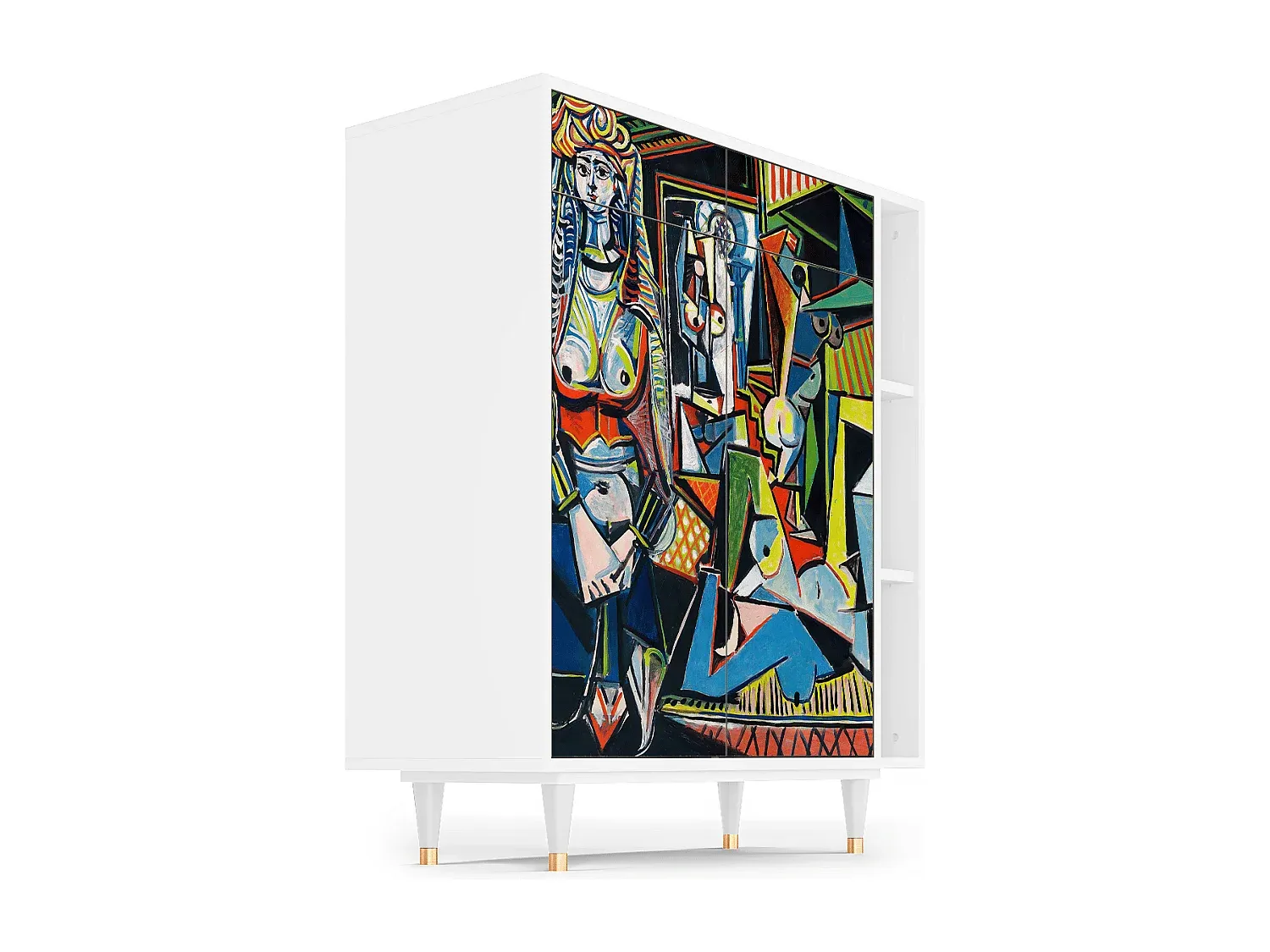 Elegantes Sideboard in Weiß mit kunstvollem Design