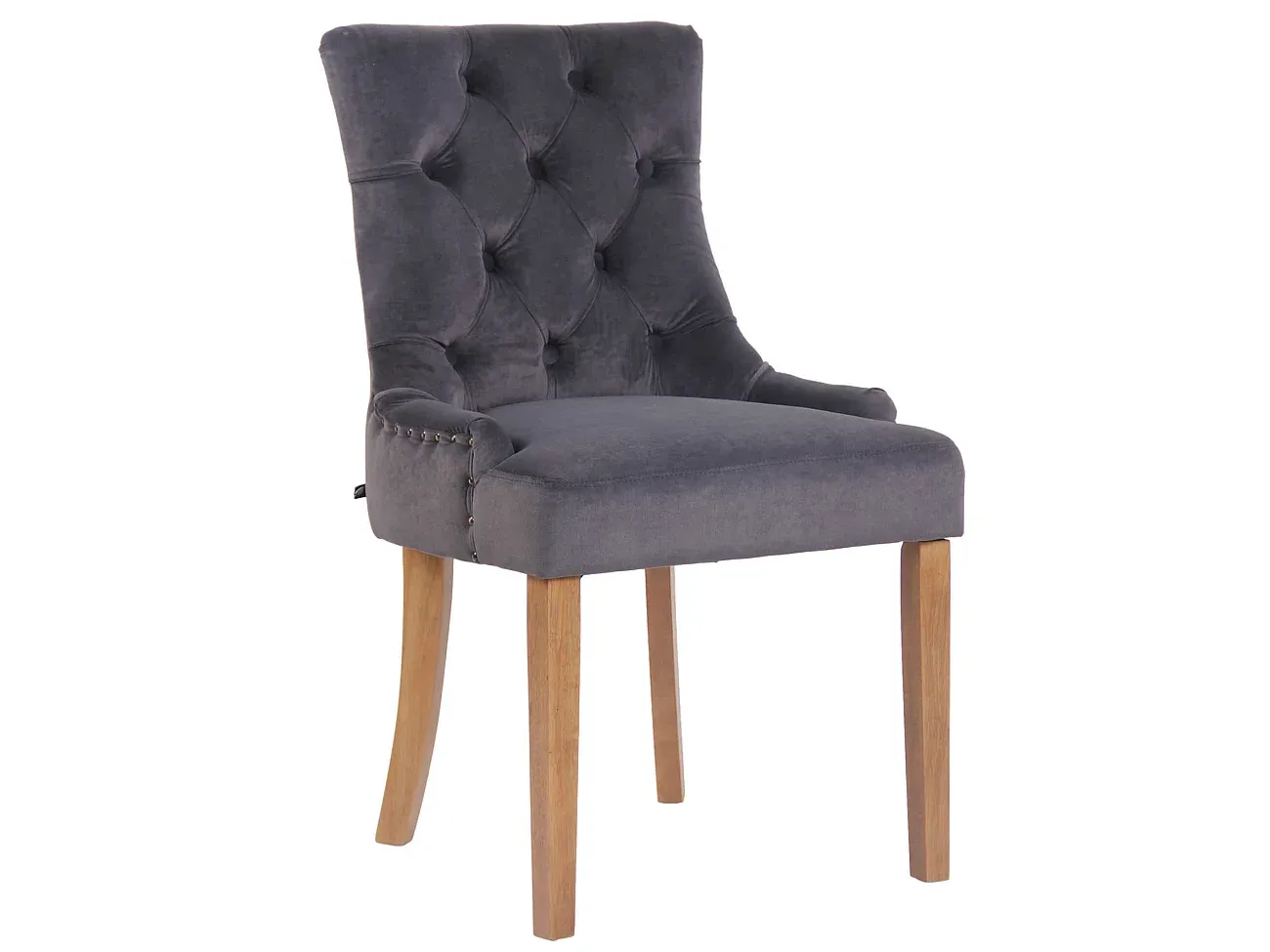Elegante Esszimmerstühle aus Samt und Holz in Dunkelgrau