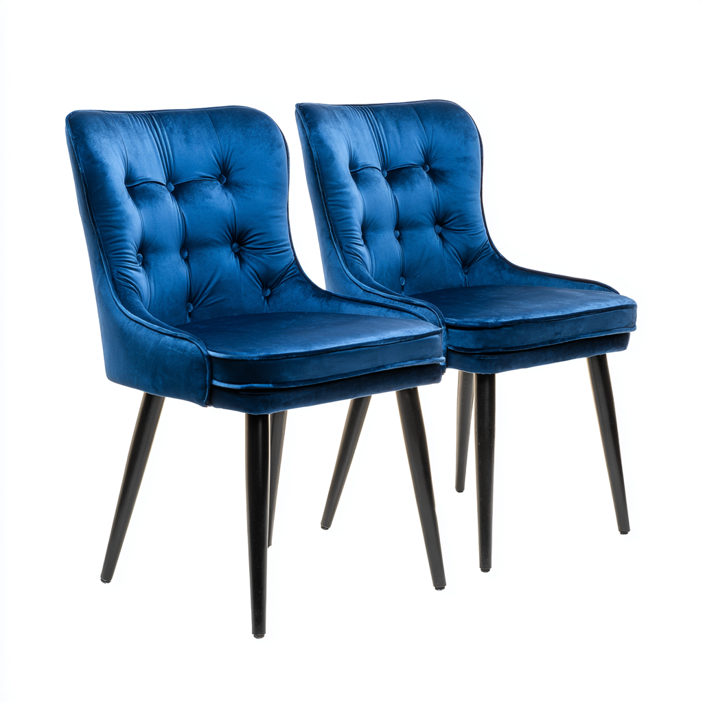 Chaise de salle à manger en tissu et métal 48x55x85 cm - Finition bleu et noir - Style contemporain-Havenupnest