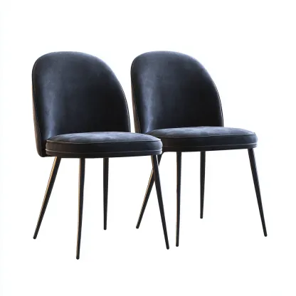 Chaise de salle à manger rembourrée en similicuir 45x55x85 cm - Bleu-Noir - Design moderne pour salle à manger-Havenupnest