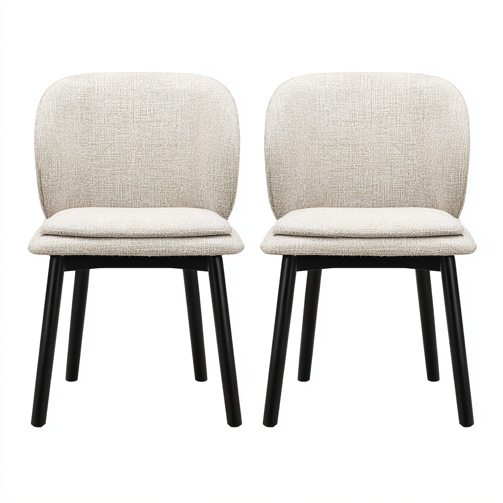 Chaise de salle à manger rembourrée en tissu 48x52x82 cm - beige-noir - style moderne-Havenupnest