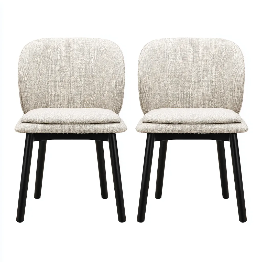Chaise de salle à manger rembourrée en tissu 48x52x82 cm - beige-noir - style moderne-Havenupnest