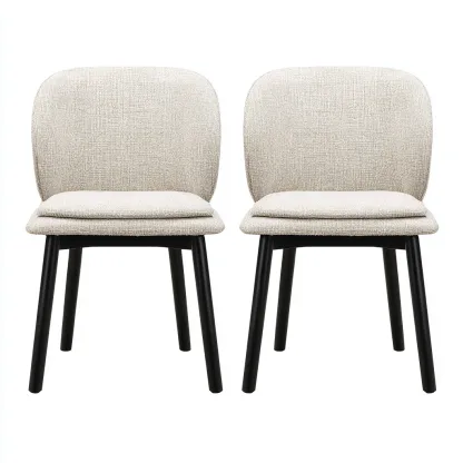 Chaise de salle à manger rembourrée en tissu 48x52x82 cm - beige-noir - style moderne-Havenupnest