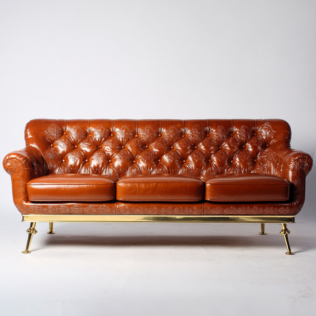 Canapé droit 3 places similicuir 215x95x85 cm - marron - style classique-Havenupnest