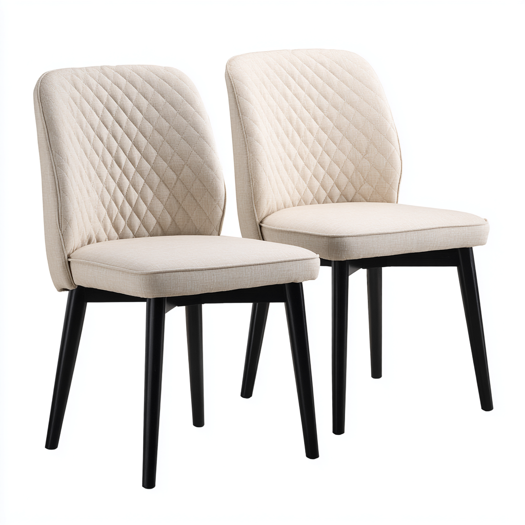 Chaise de salle à manger rembourrée tissu 50x55x85 cm - beige-noir - design contemporain-Havenupnest
