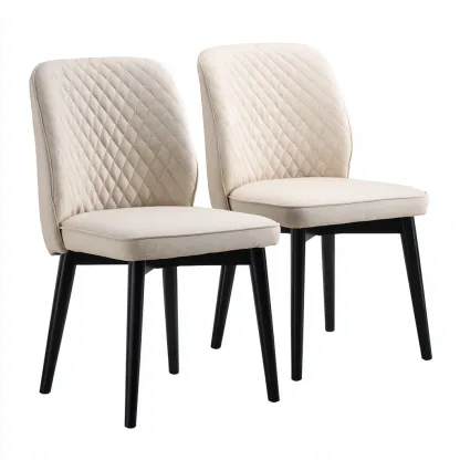 Chaise de salle à manger rembourrée tissu 50x55x85 cm - beige-noir - design contemporain-Havenupnest