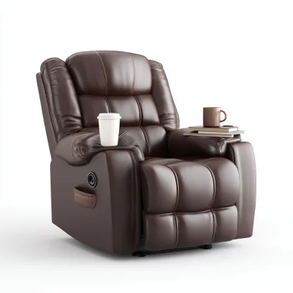 Fauteuil relax rembourré en similicuir 95x100x105 cm - Finition marron - Style contemporain-Havenupnest