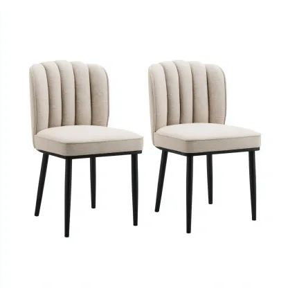 Chaise de salle à manger rembourrée 56x52x84 cm - Beige - Design contemporain pour espace repas-Havenupnest