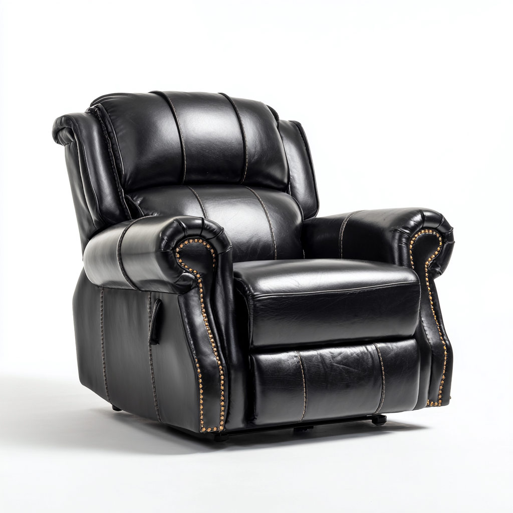 Fauteuil relax rembourré similicuir 95x90x100 cm - noir - style classique-Havenupnest