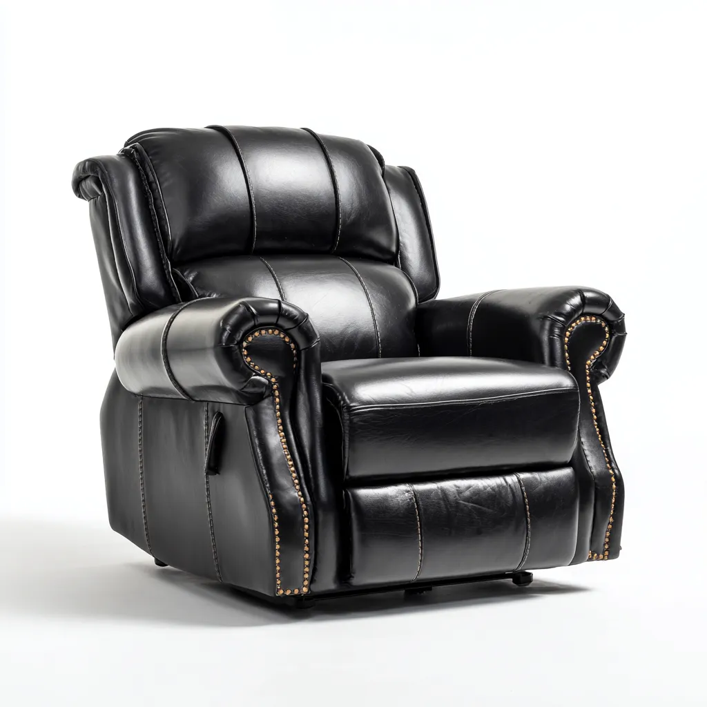 Fauteuil relax rembourré similicuir 95x90x100 cm - noir - style classique-Havenupnest
