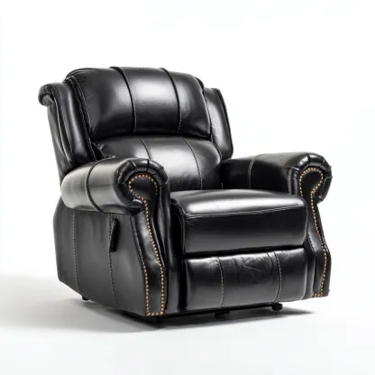 Fauteuil relax rembourré similicuir 95x90x100 cm - noir - style classique-Havenupnest
