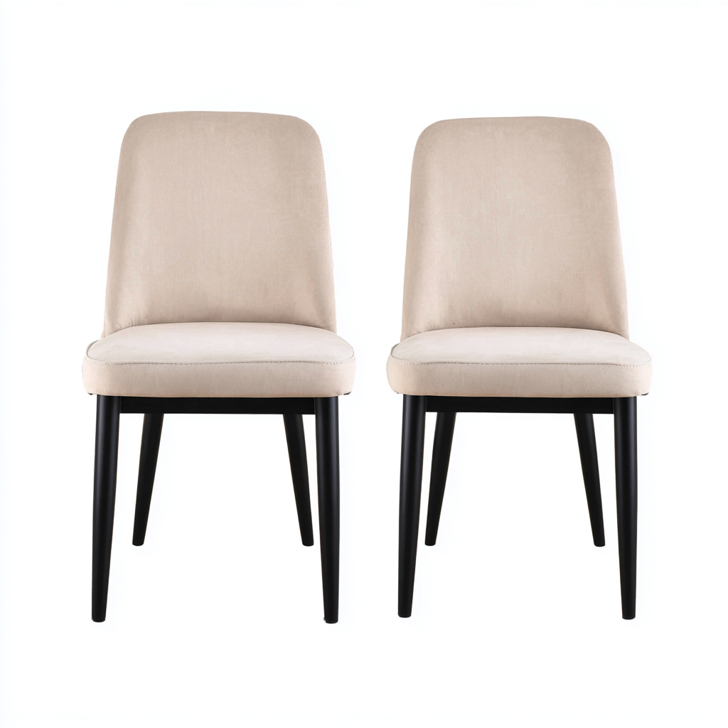 Chaise de salle à manger en tissu et métal 47x55x86 cm - Finition beige et noir - Style contemporain-Havenupnest