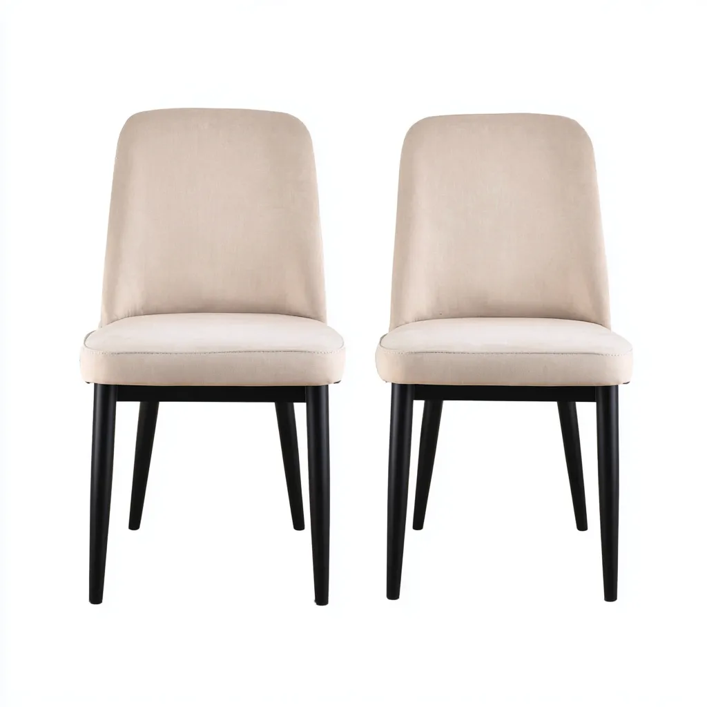 Chaise de salle à manger en tissu et métal 47x55x86 cm - Finition beige et noir - Style contemporain-Havenupnest