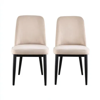 Chaise de salle à manger en tissu et métal 47x55x86 cm - Finition beige et noir - Style contemporain-Havenupnest