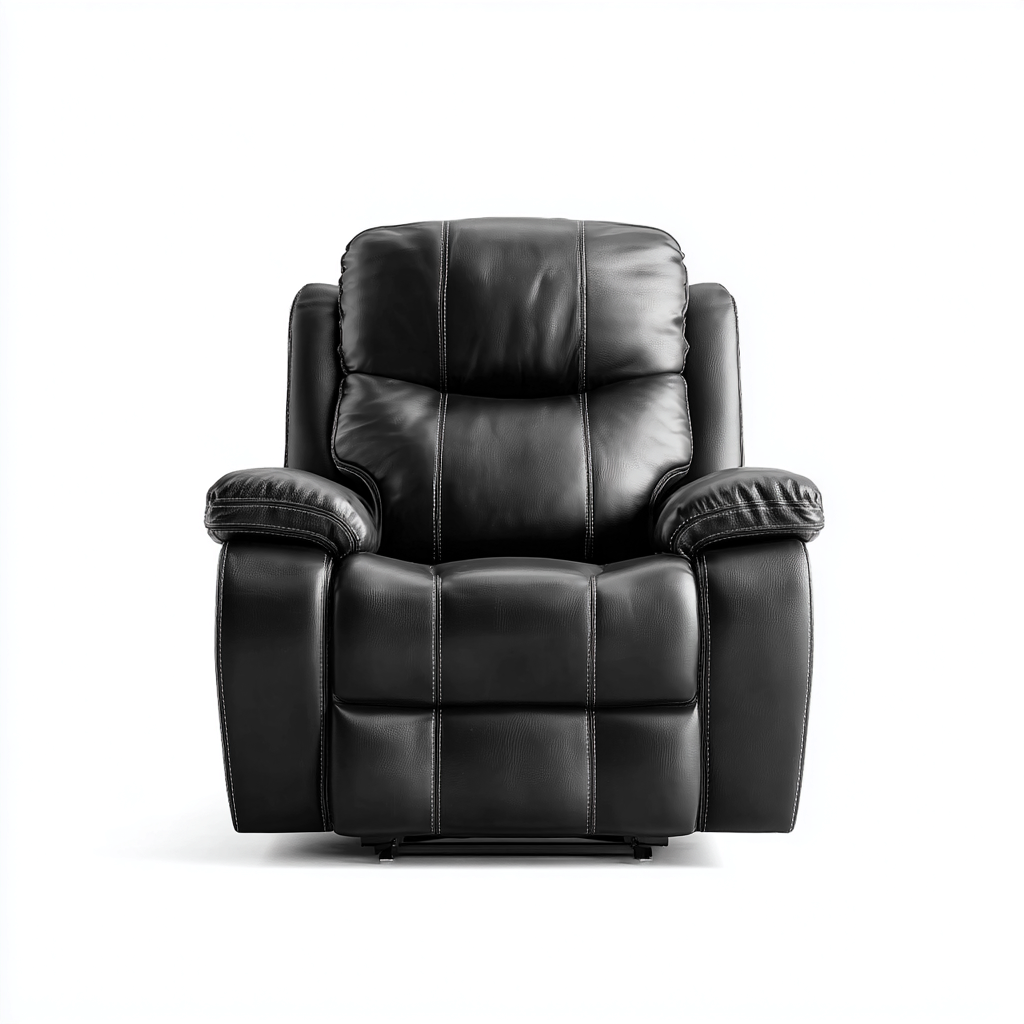 Fauteuil relax rembourré en similicuir 95x95x105 cm - Noir - Confort moderne pour salon-Havenupnest