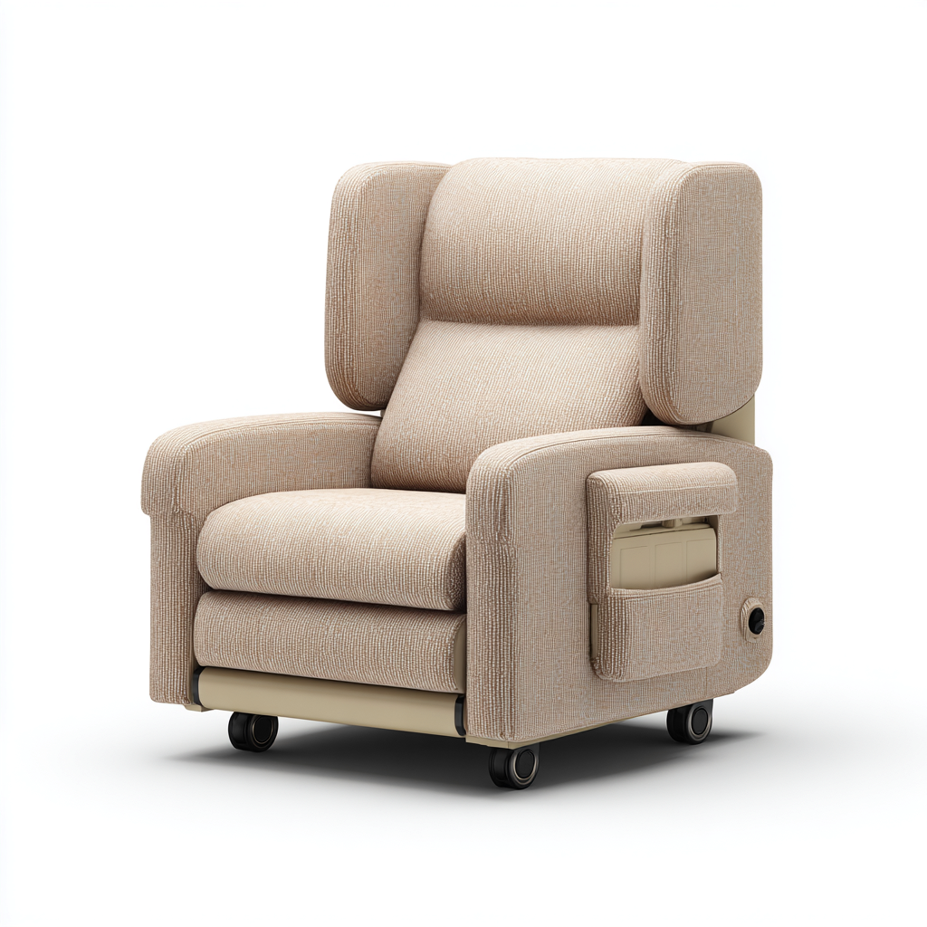 Fauteuil relax rembourré tissu avec roulettes 80x85x105 cm - beige - design confortable-Havenupnest