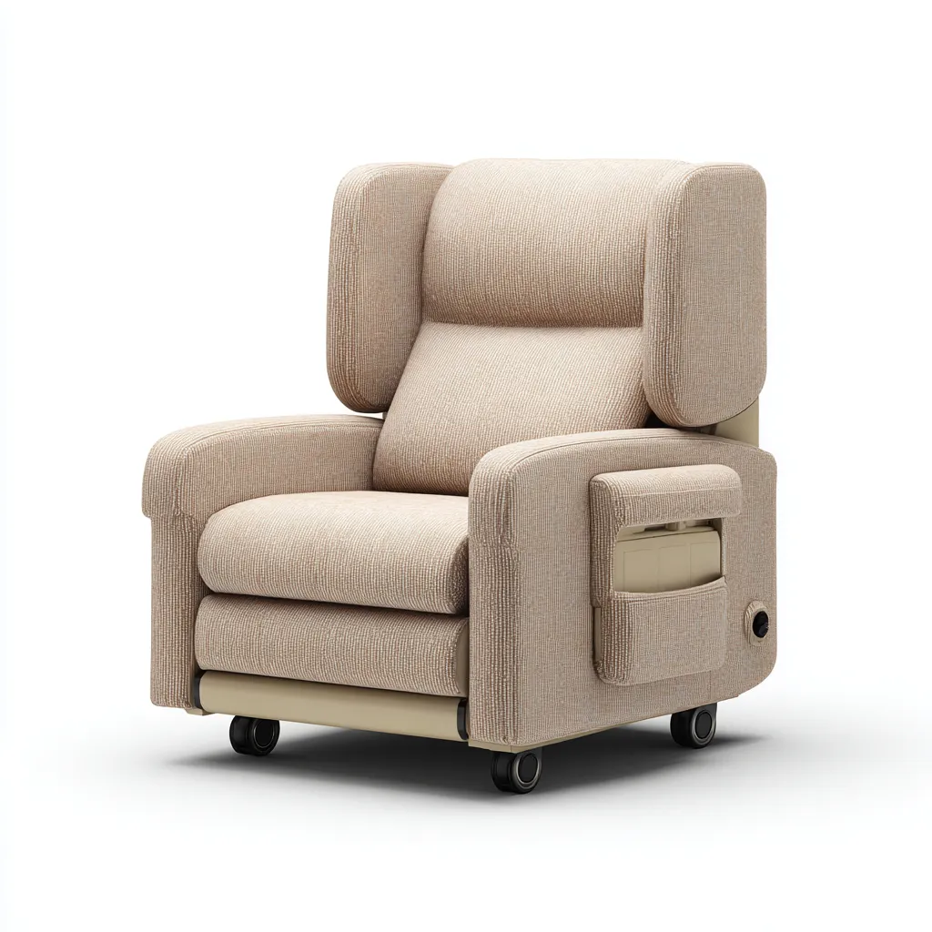 Fauteuil relax rembourré tissu avec roulettes 80x85x105 cm - beige - design confortable-Havenupnest