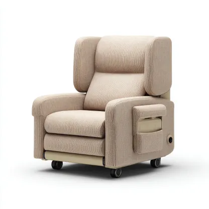 Fauteuil relax rembourré tissu avec roulettes 80x85x105 cm - beige - design confortable-Havenupnest
