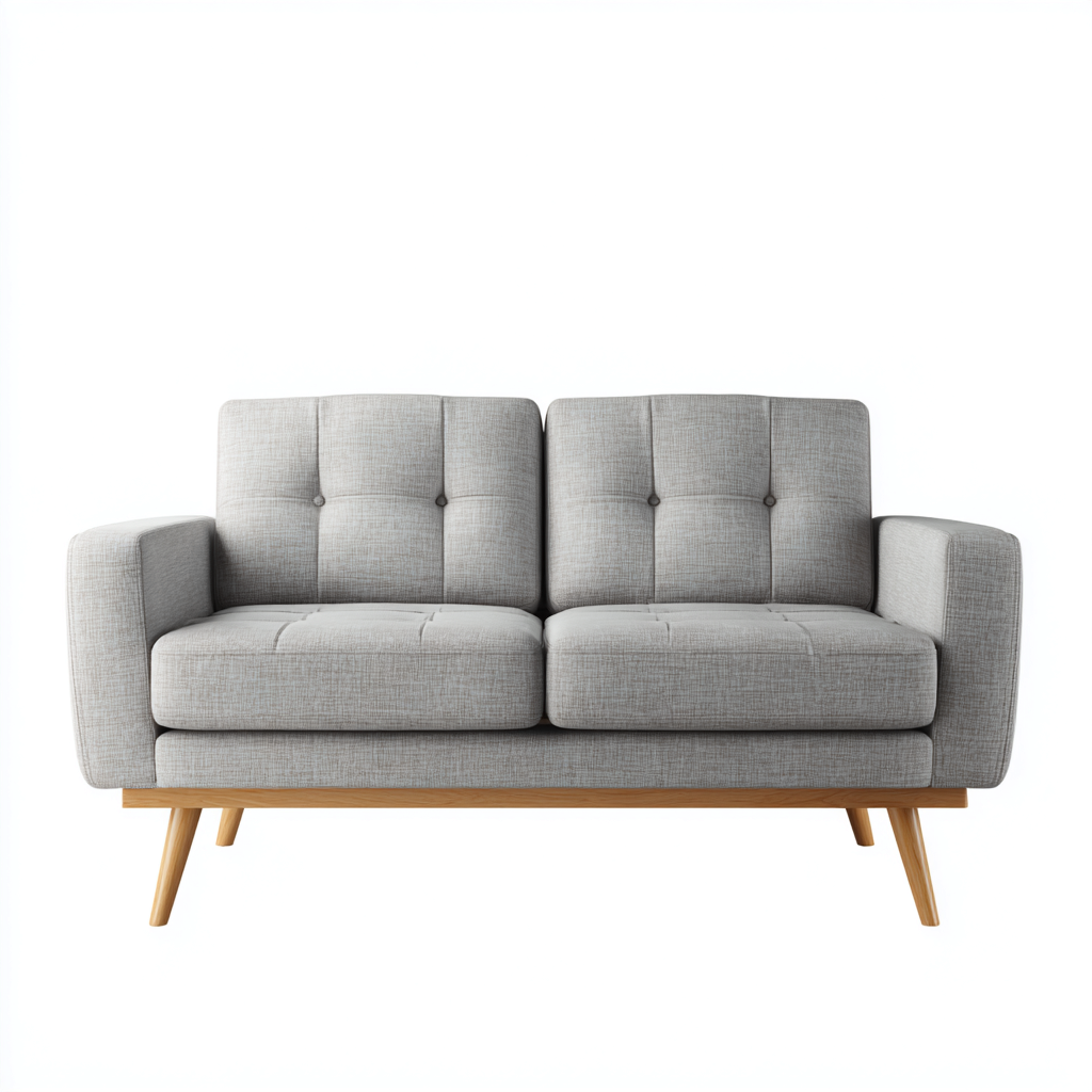 Canapé droit rembourré en tissu 160x85x80 cm - gris clair - style scandinave-Havenupnest