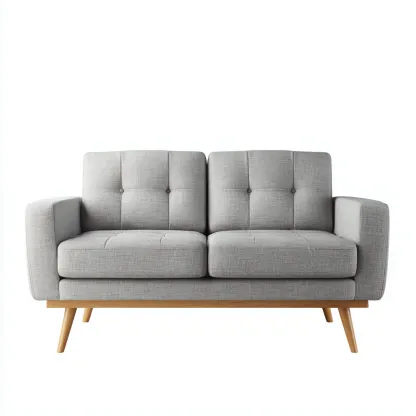 Canapé droit rembourré en tissu 160x85x80 cm - gris clair - style scandinave-Havenupnest