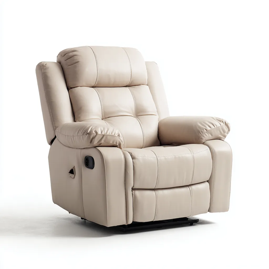 Fauteuil relax rembourré en simili cuir 95x90x105 cm - beige - style confort-Havenupnest