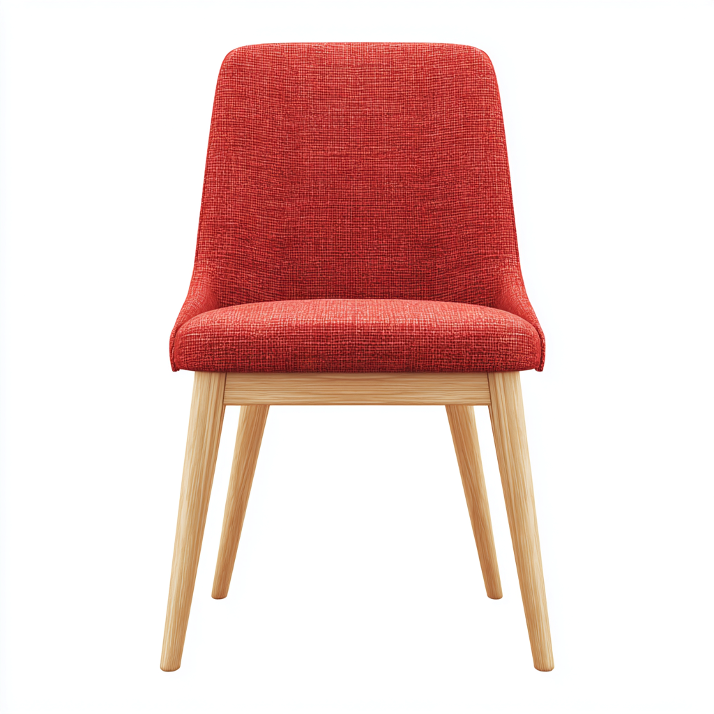 Chaise de salle à manger en tissu et bois 45x55x85 cm - Finition rouge et bois naturel - Style contemporain-Havenupnest