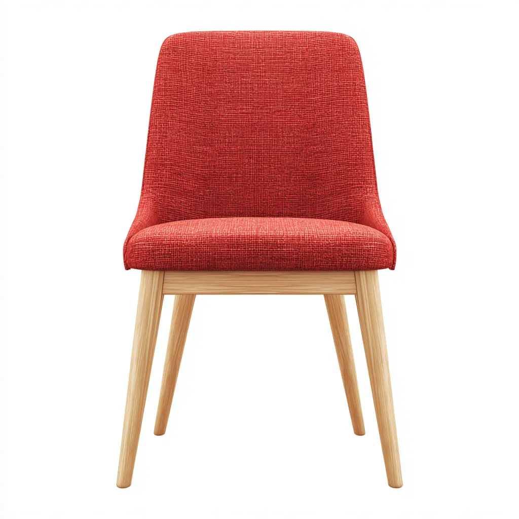 Chaise de salle à manger en tissu et bois 45x55x85 cm - Finition rouge et bois naturel - Style contemporain-Havenupnest