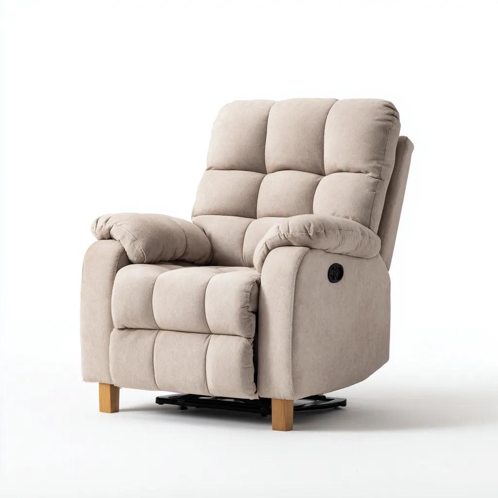 Fauteuil relax rembourré en tissu 85x95x105 cm - Finition beige - Style contemporain-Havenupnest