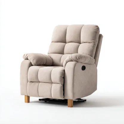 Fauteuil relax rembourré en tissu 85x95x105 cm - Finition beige - Style contemporain-Havenupnest