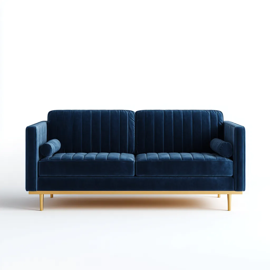 Canapé droit en tissu 200x85x80 cm - Finition bleu foncé - Style contemporain-Havenupnest