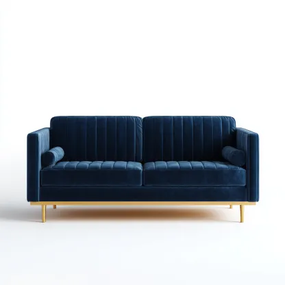 Canapé droit en tissu 200x85x80 cm - Finition bleu foncé - Style contemporain-Havenupnest